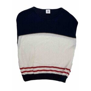 Vintage Sweater Bazaar SZ L Sweater Vest Sailboat Knit Top Red White & Blue